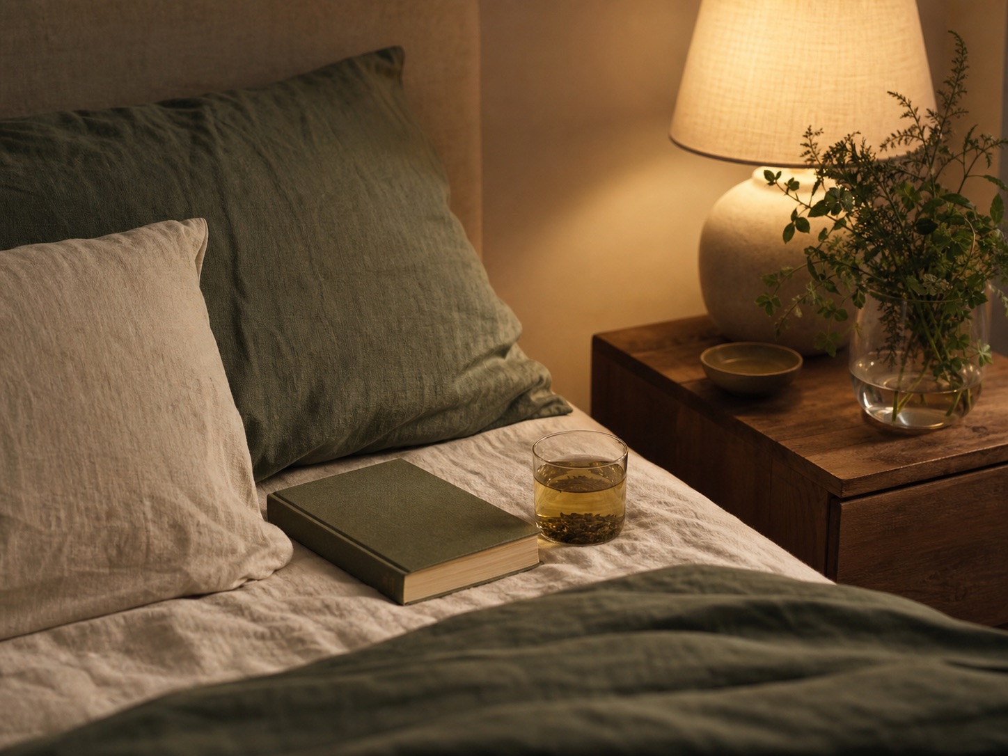A peaceful evening bedside routine
